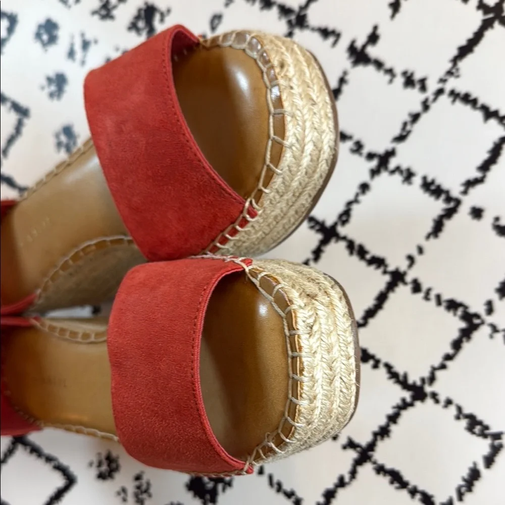 Kelly & Katie Women's Red Orange Platform Wedge Sandals - US Size 8.5 M - EUC
